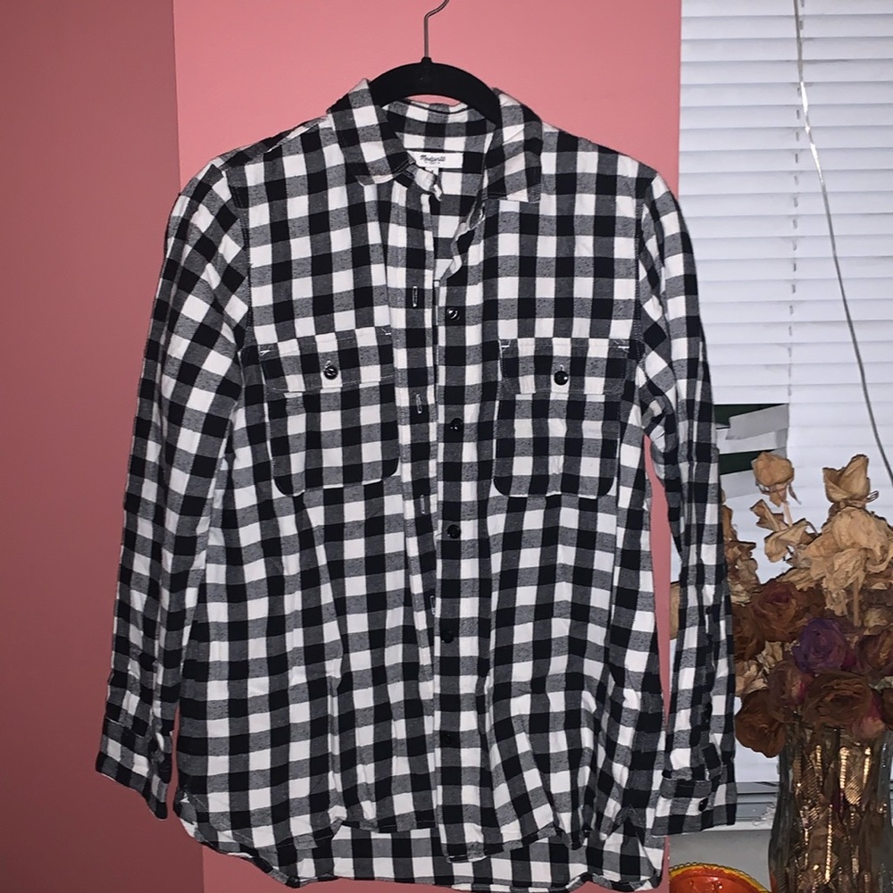 Slim Work Shirt in Mini Squared Buffalo Plaid
